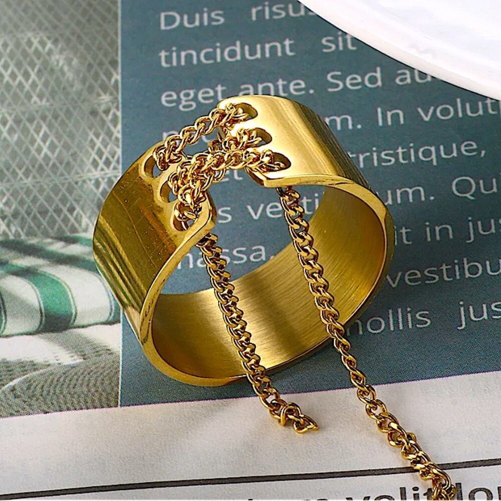 Gold Trendy Lace Up Ring